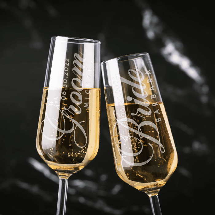 Engraved Toasting Glasses Set - Romantic Wedding Gift For Daughters