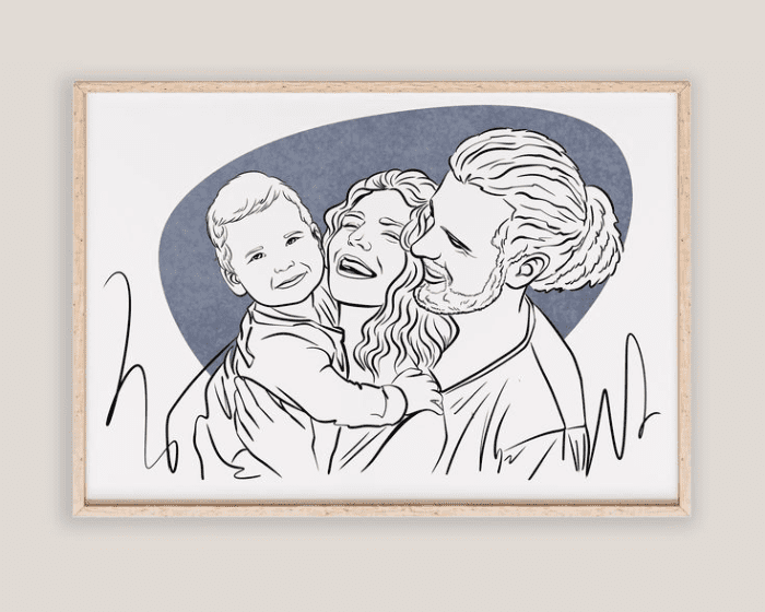 A Personalized Family Portrait Art Will Be A Heart-Touching Non-Baby Gift for a New Dad